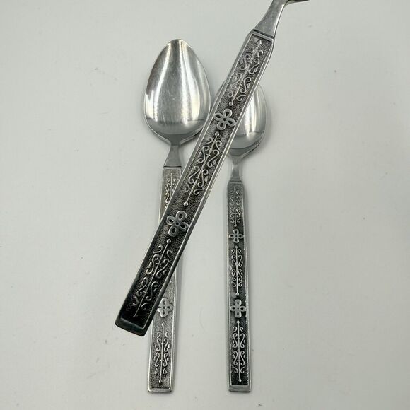 3 Stainless Kashmir Serving Spoon Place Soup MCM Decor Replacements Nasco Modern - Picture 1 of 6
